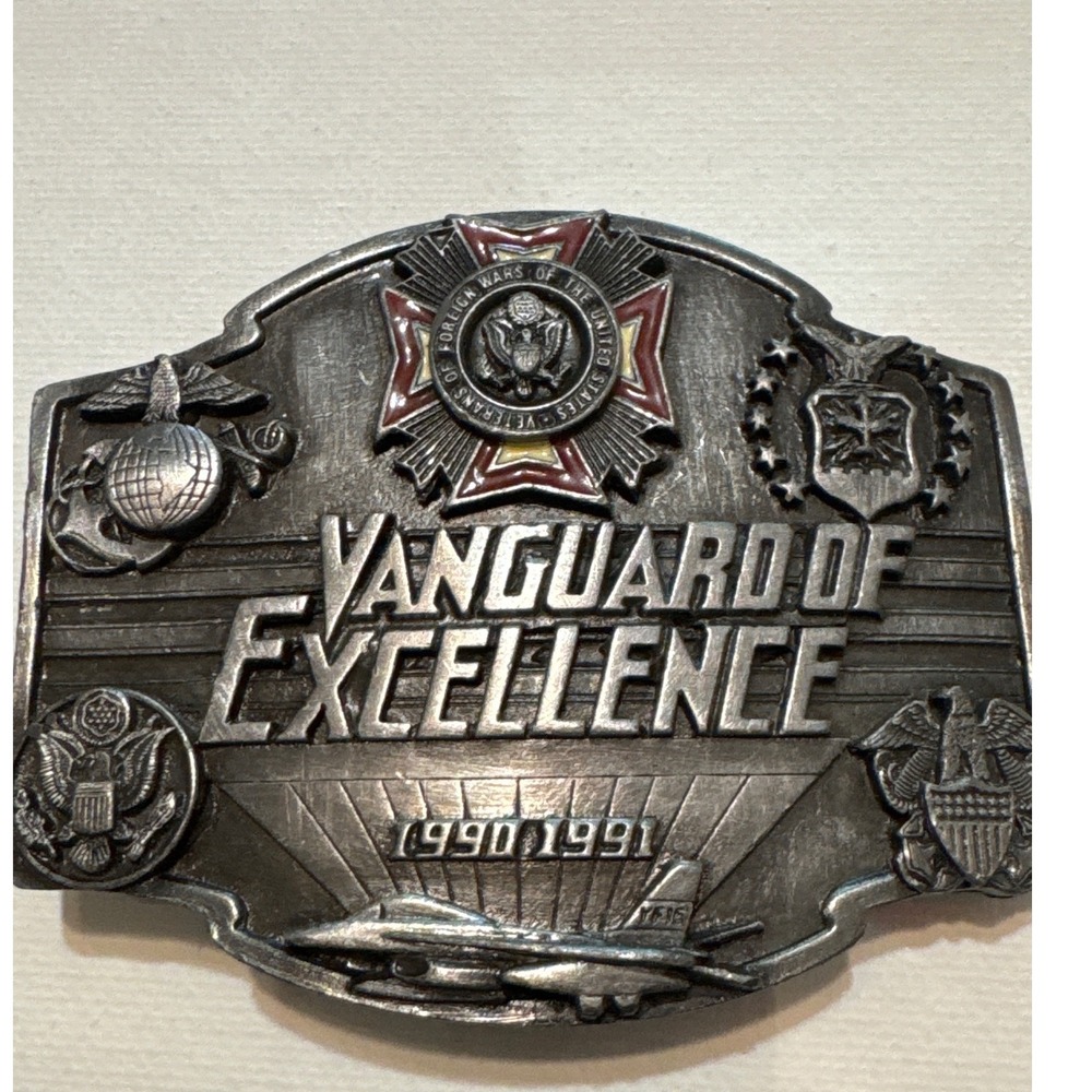 Siskiyou Belt Buckle Mens OS Silver Excellent VFW Vanguard of Excellence 1990&91